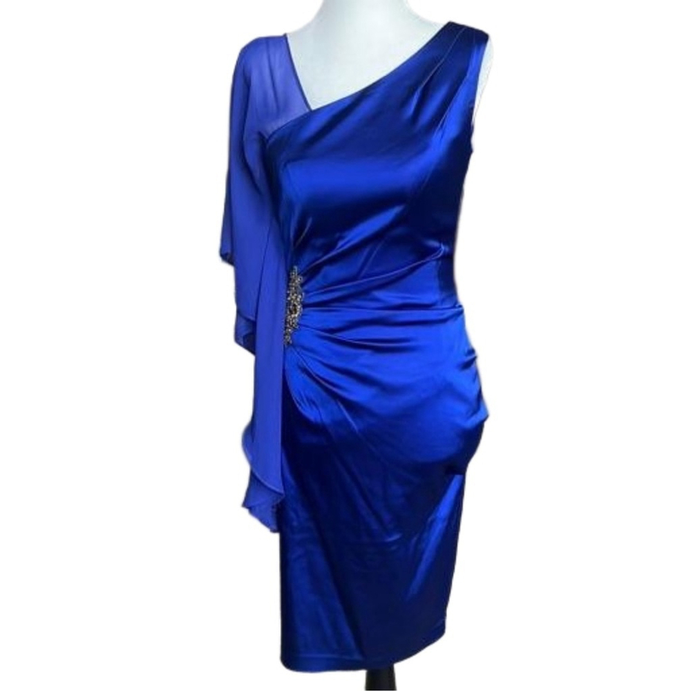 NWT Le Chateau Cobalt Blue Satin Dress
